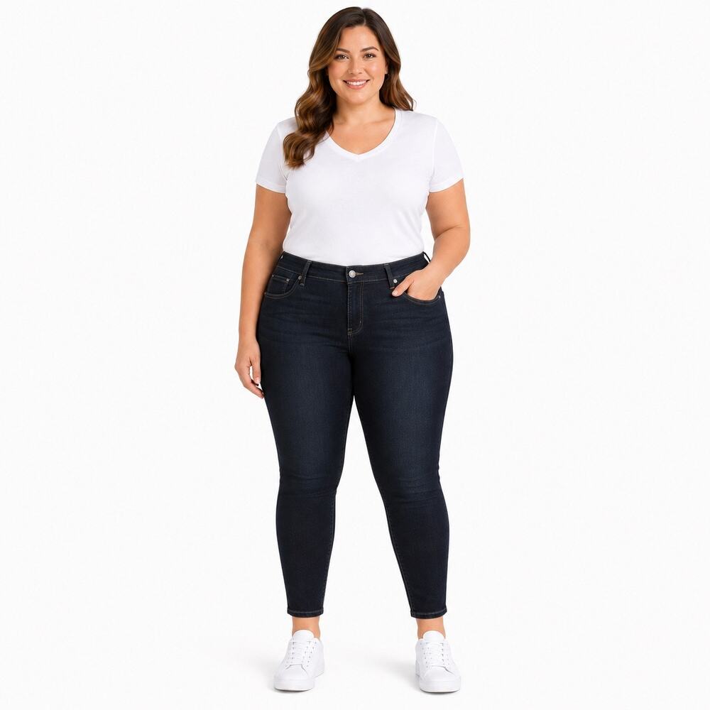 Hot in Hollywood Women's 2X Skinny Ankle Jeans NWT 30" Long Dark Wash Stretch